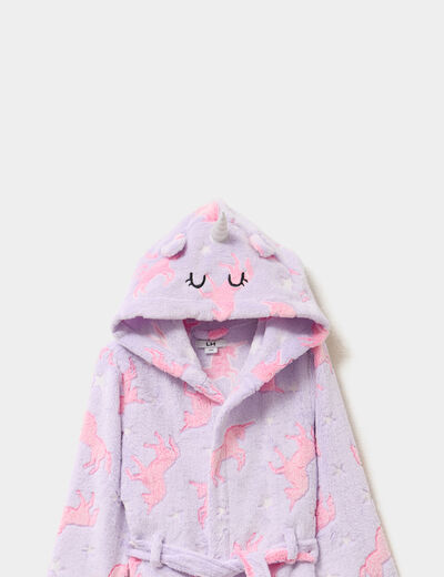 Peignoir &agrave; capuche ceintur&eacute; multicolore fille