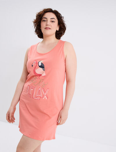 Chemise de nuit courte sans manches vieux rose femme grande taille