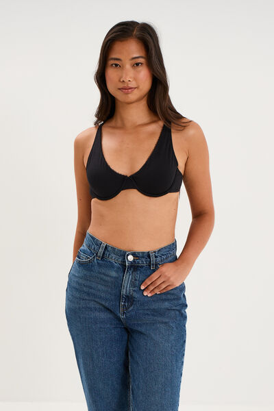 Soutien-gorge foulard coton majoritaire noir femme