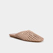 Mules plates carr&eacute;es effet tress&eacute; creme femme