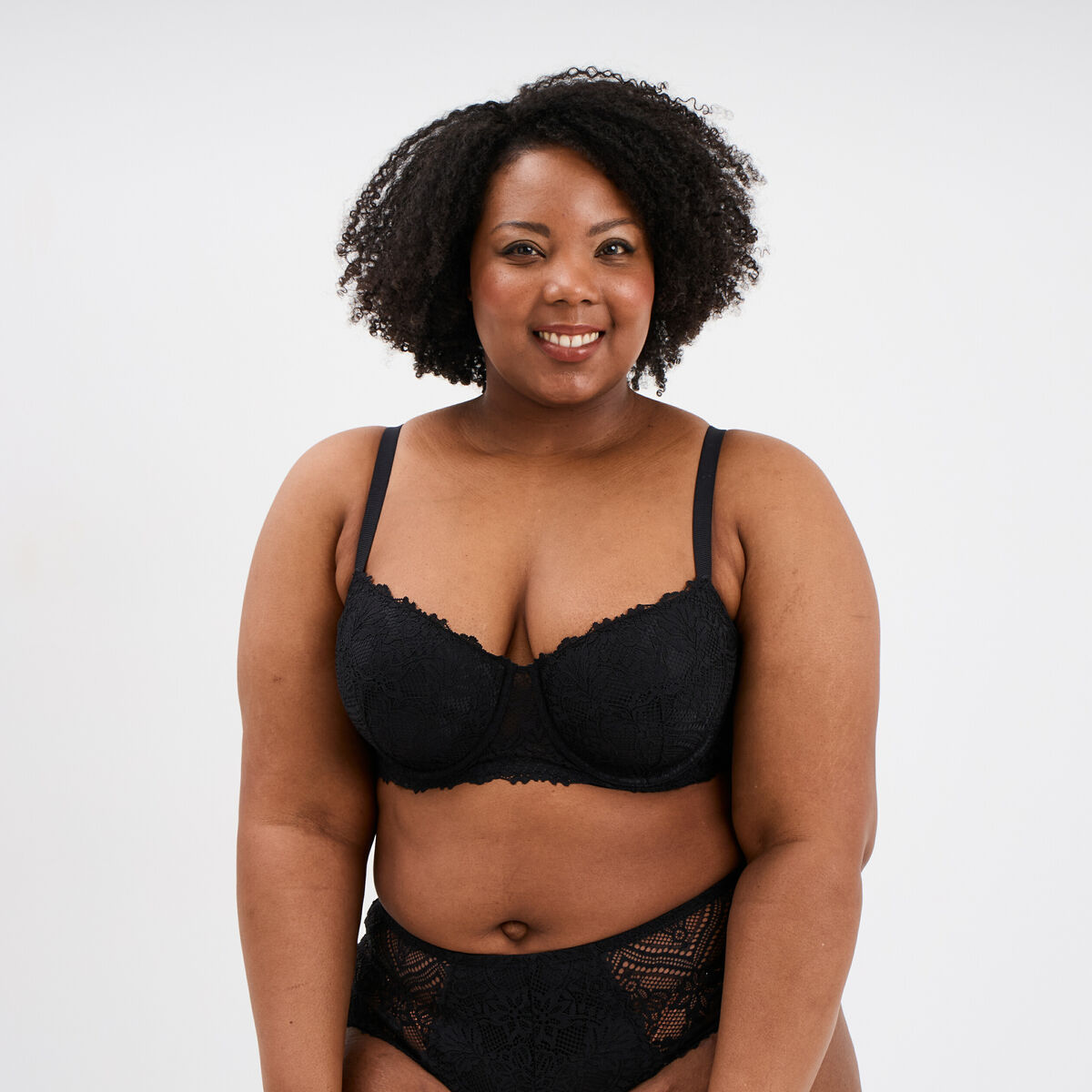 Soutien-gorge embo&icirc;tant dentelle noir femme grande taille