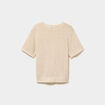 Pull manches courtes col rond beige femme