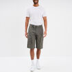 Bermuda cargo c&ocirc;tel&eacute; coton ceintur&eacute; gris homme