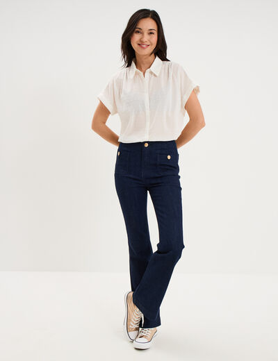 Chemise manches courtes coton blanc femme