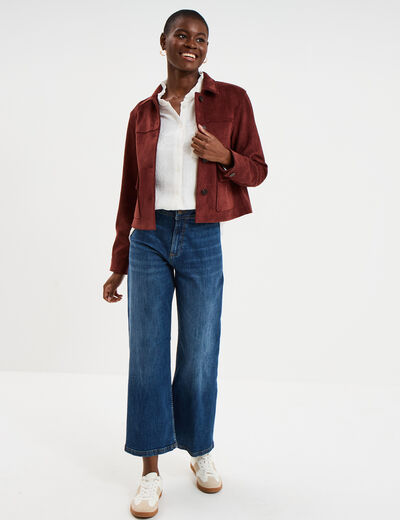 Blouse brod&eacute;e manches longues coton blanc femme