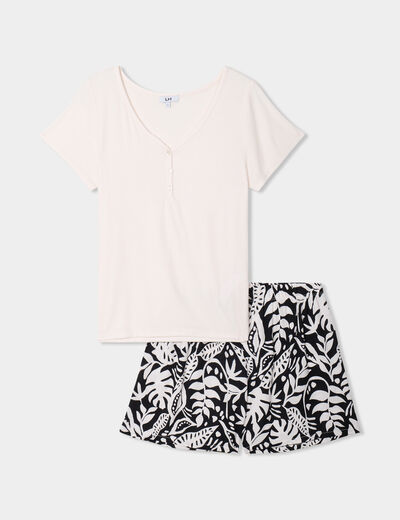 Ensemble pyjama short et t-shirt noir femme