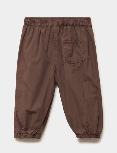 Pantalon jogger doubl&eacute; coton marron fonc&eacute; b&eacute;b&eacute; gar&ccedil;on