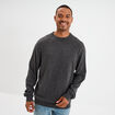 Pull col rond manches longues gris fonc&eacute; homme