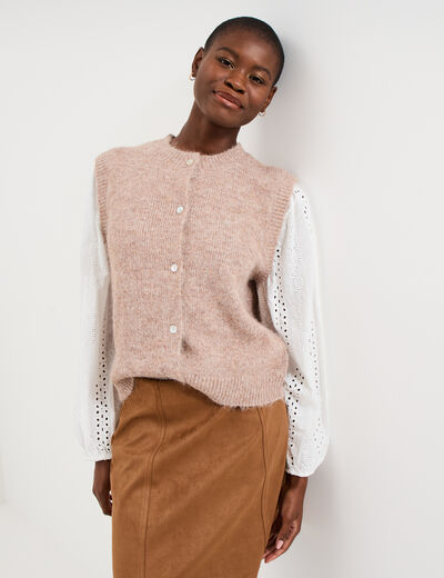 Gilet effet 2-en-1 beige femme