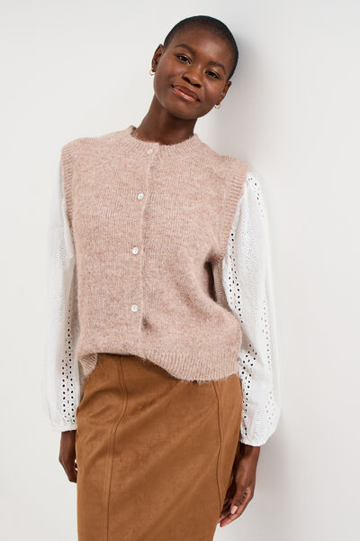 Gilet effet 2-en-1 beige femme