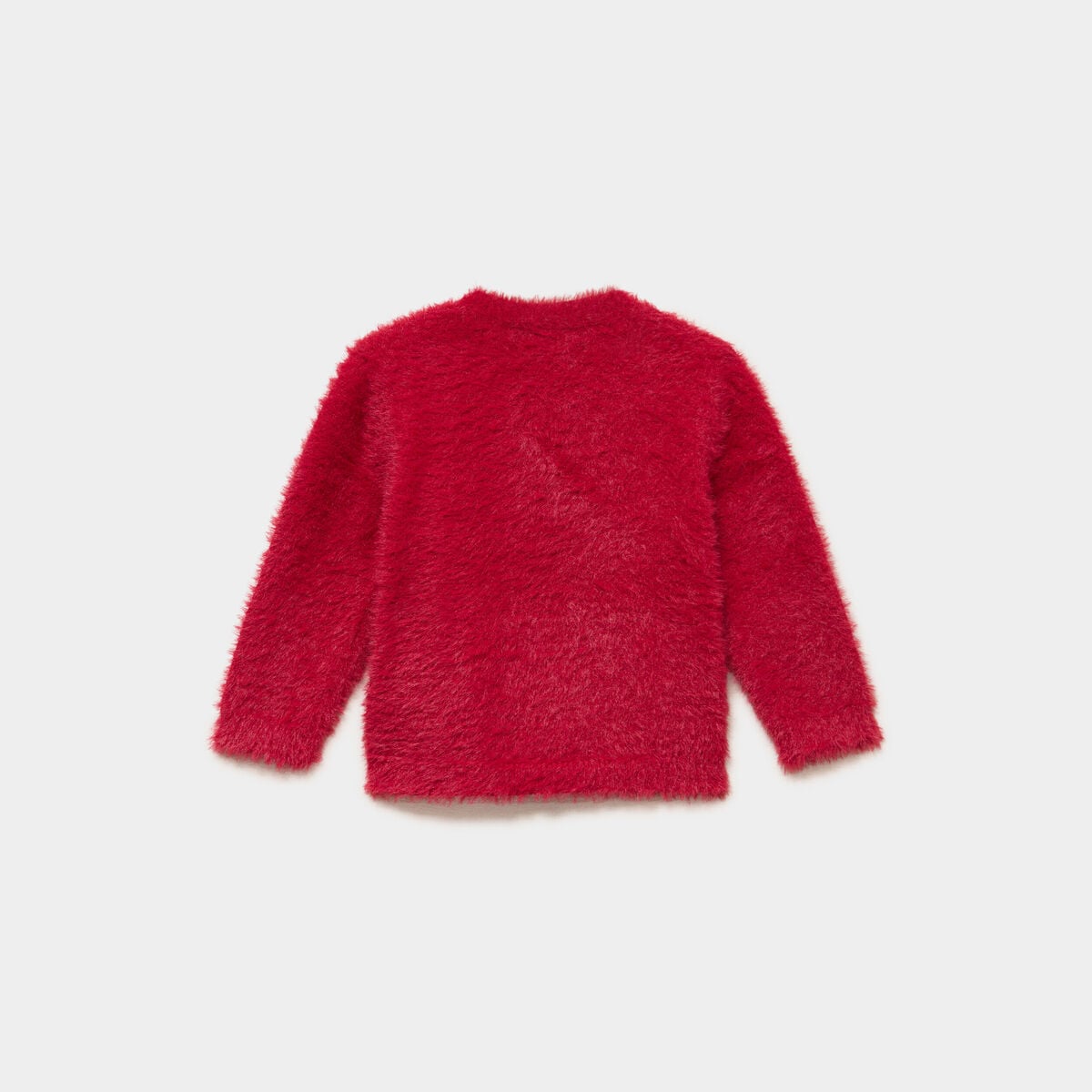 Pull de No&euml;l effet duveteux &agrave; sequins rouge fonc&eacute; b&eacute;b&eacute; fille