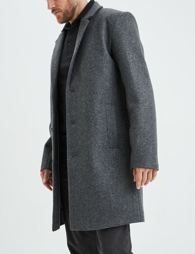 Manteau long fermeture boutonnée Creeks gris homme
