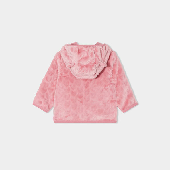 gilet aspect velours a capuche vieux rose bebef Gilet aspect velours à capuche vieux rose bébé fille