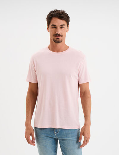 T-shirt droit en coton manches courtes rose pastel homme