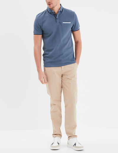 Pantalon chino droit stretch retroussé sable homme