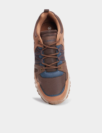 Baskets running à lacets marron clair homme