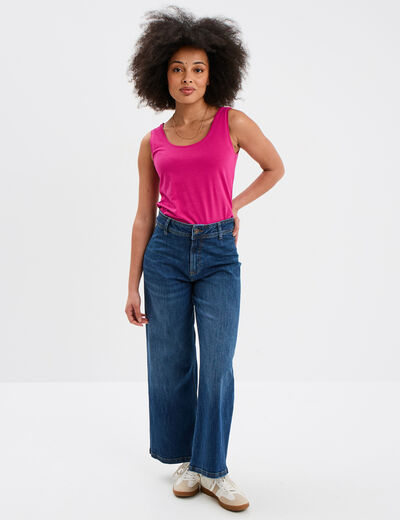 Débardeur bretelles larges coton rose fushia femme