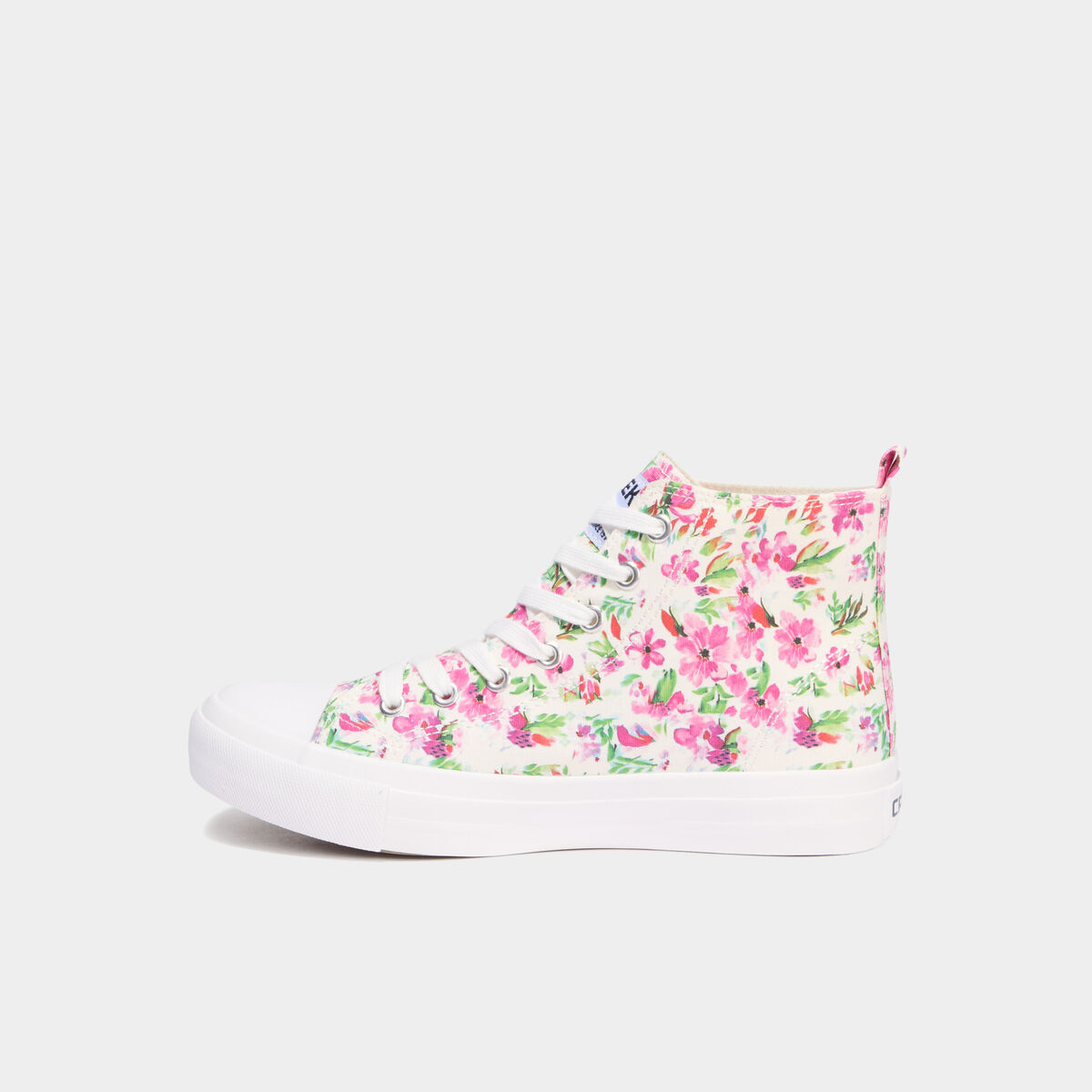 Tennis montantes en toile rose femme