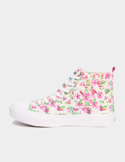 Tennis montantes en toile rose femme