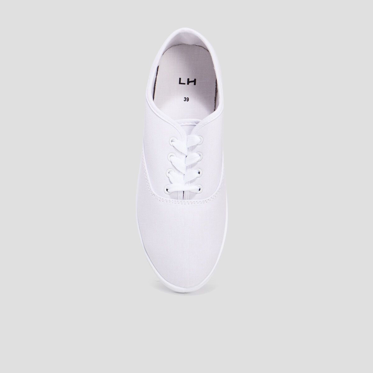 Baskets en toile &agrave; lacets blanc femme