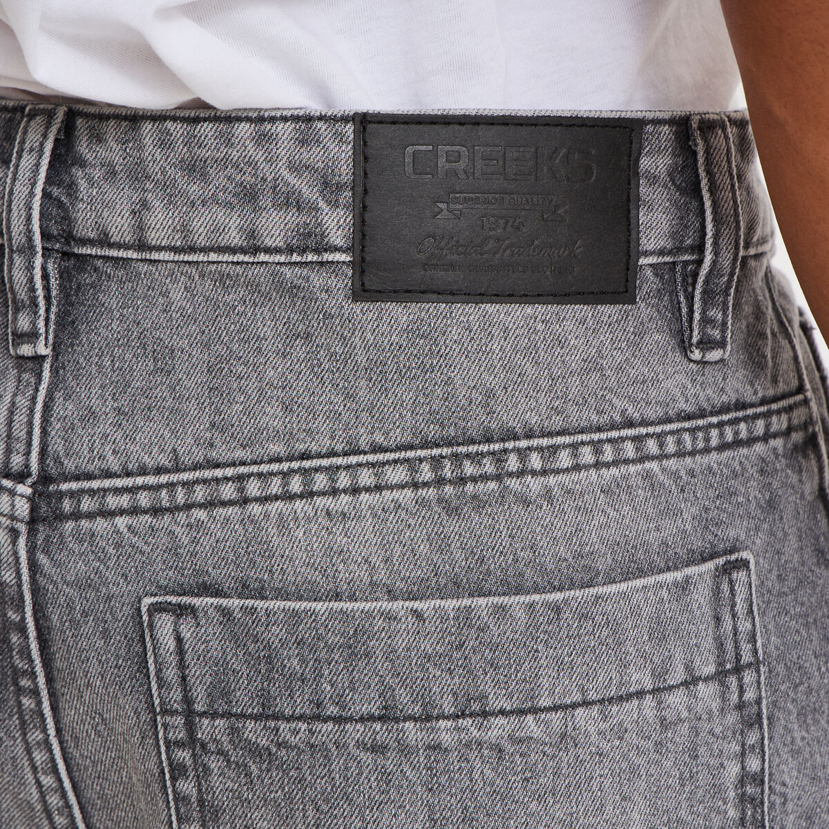 Jeans baggy 5 poches coton denim gris homme