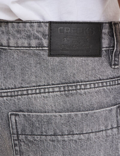 Jeans baggy 5 poches coton denim gris homme