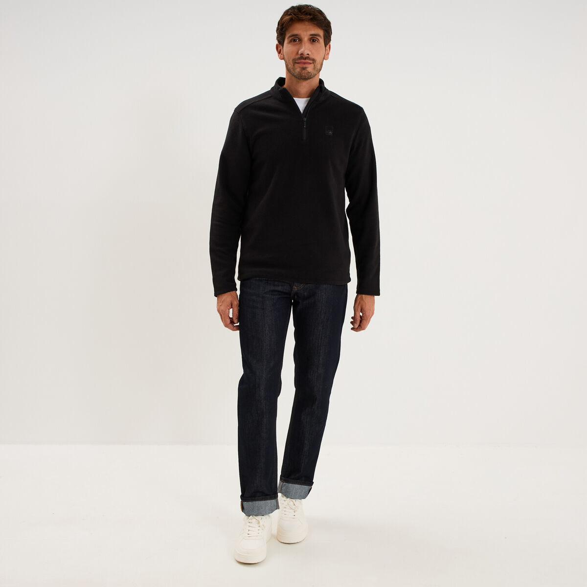 Sweat polaire col camionneur noir homme
