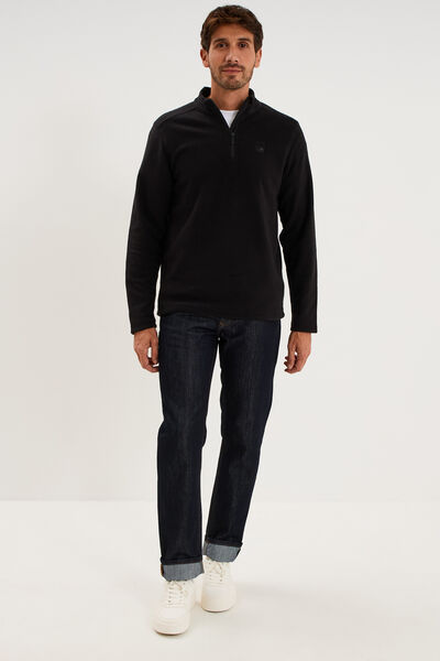 Sweat polaire col camionneur noir homme