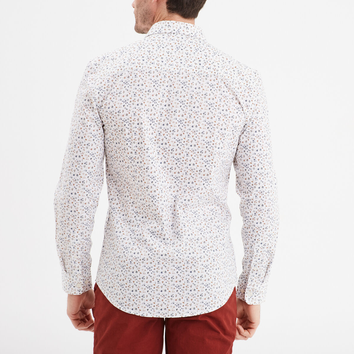 Chemise ajust&eacute;e manches longues ecru homme