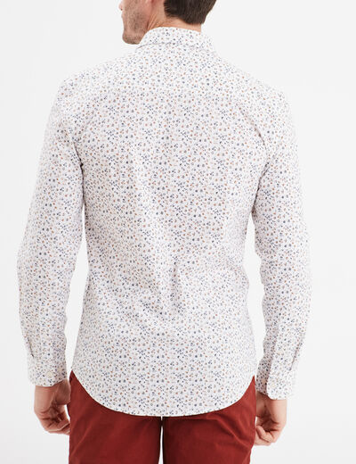Chemise ajust&eacute;e manches longues ecru homme