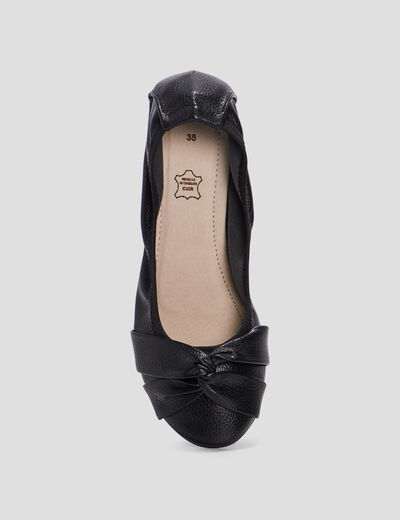 Ballerines détail effet noué noir femme