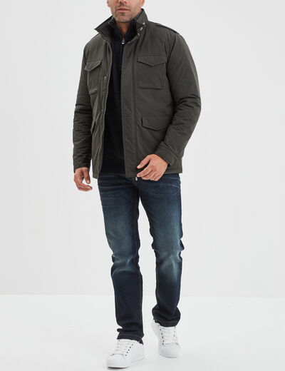 Veste saharienne poches à rabats vert kaki homme