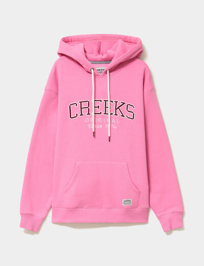 Sweat &agrave; capuche hoodie rose vif femme
