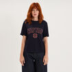 T-shirt col rond manches courtes print bleu fonc&eacute; femme