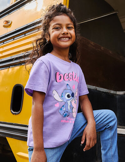 T-shirt manches courtes coton Stitch parme fille