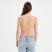 Soutien-gorge bandeau microfibre beige femme