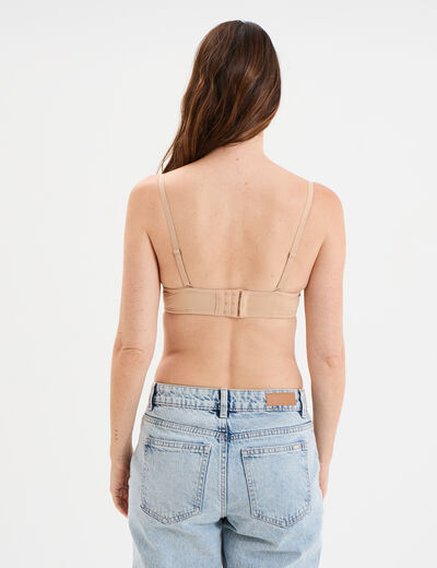 Soutien-gorge bandeau microfibre beige femme