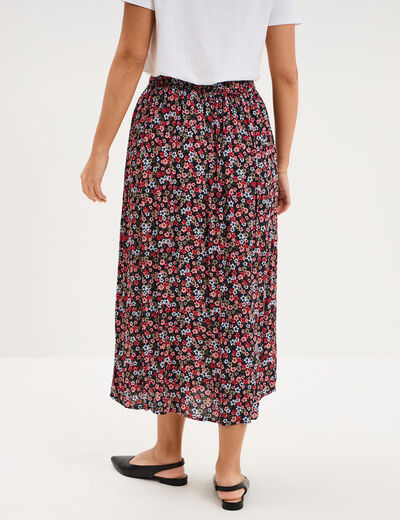Jupe longue fendue fluide noir femme