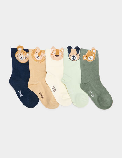 Lot 5 paires chaussettes multicolore b&eacute;b&eacute; gar&ccedil;on