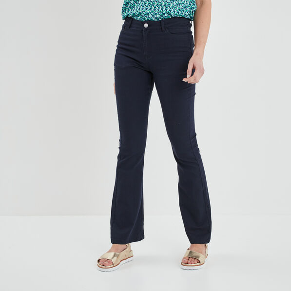Pantalon bootcut taille haute bleu marine femme