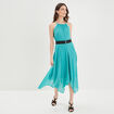 Robe longue patineuse bleu turquoise femme