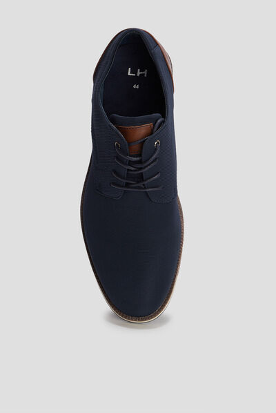 Derbies plates à lacets bleu marine homme