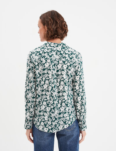 Chemise fluide manches longues vert foncé femme