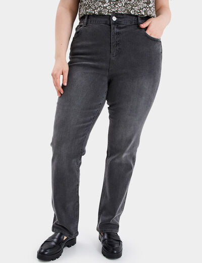 Jeans straight taille haute Modavista denim gris femme grande taille