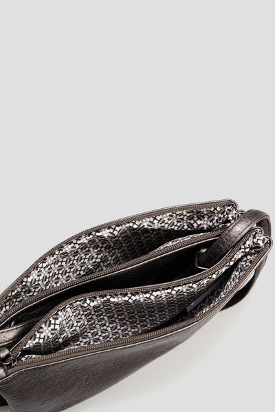 Sac bandoulière métallisé gris foncé femme