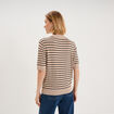 Pull col polo manches courtes beige clair femme