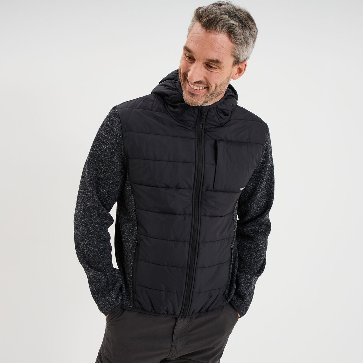 Gilet zipp&eacute; &agrave; capuche gris fonc&eacute; homme