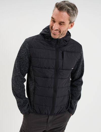 Gilet zipp&eacute; &agrave; capuche gris fonc&eacute; homme