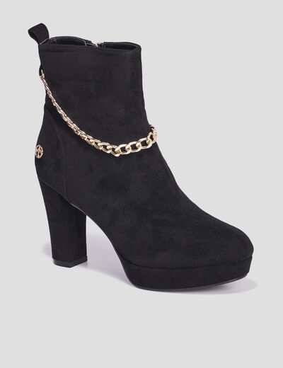 Bottines à talon avec chaînes Mosquitos noir femme