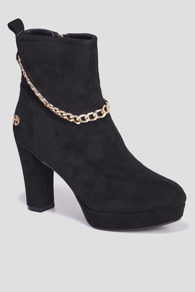 Bottines à talon avec chaînes Mosquitos noir femme
